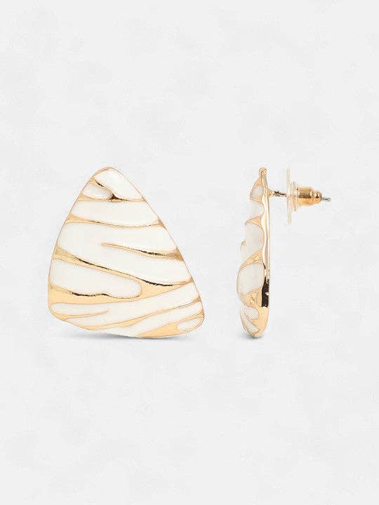 Oorknopjes | Witte plated-afwerking, goudverguld metaal | Goud