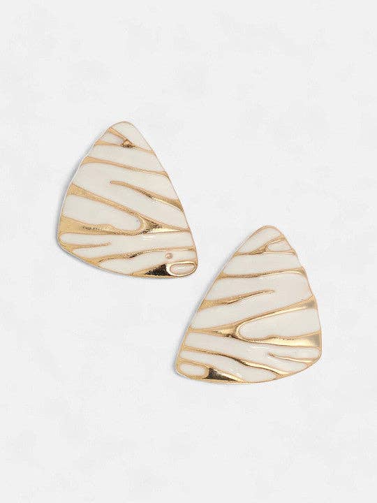 Oorknopjes | Witte plated-afwerking, goudverguld metaal | Goud