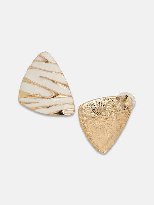 Oorknopjes | Witte plated-afwerking, goudverguld metaal | Goud