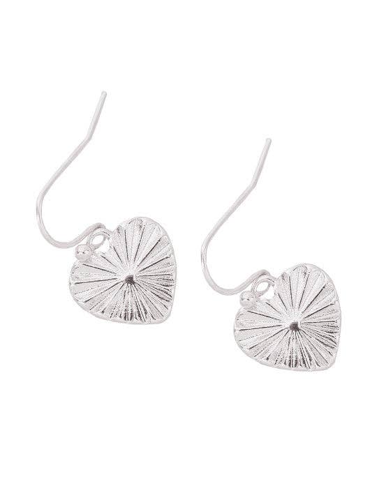 Druppel oorbellen | Hangende, geplateerde hartsilhouet | Zilver