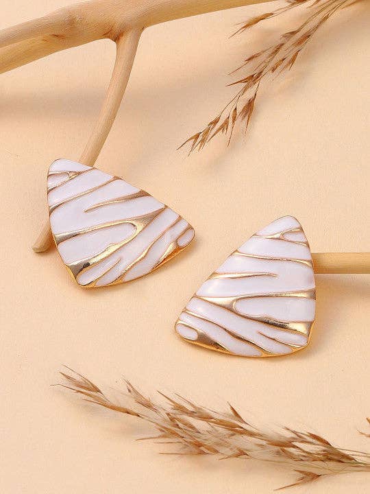 Oorknopjes | Witte plated-afwerking, goudverguld metaal | Goud